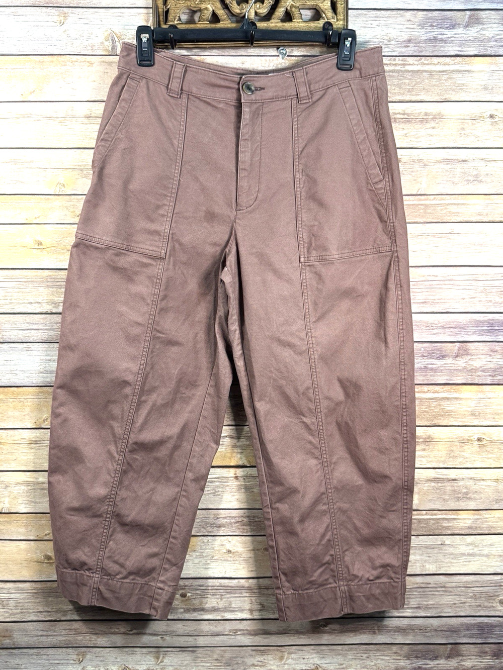 Old Navy Womens High Waisted Dusty Rose Canvas Barrel Leg Pants 12